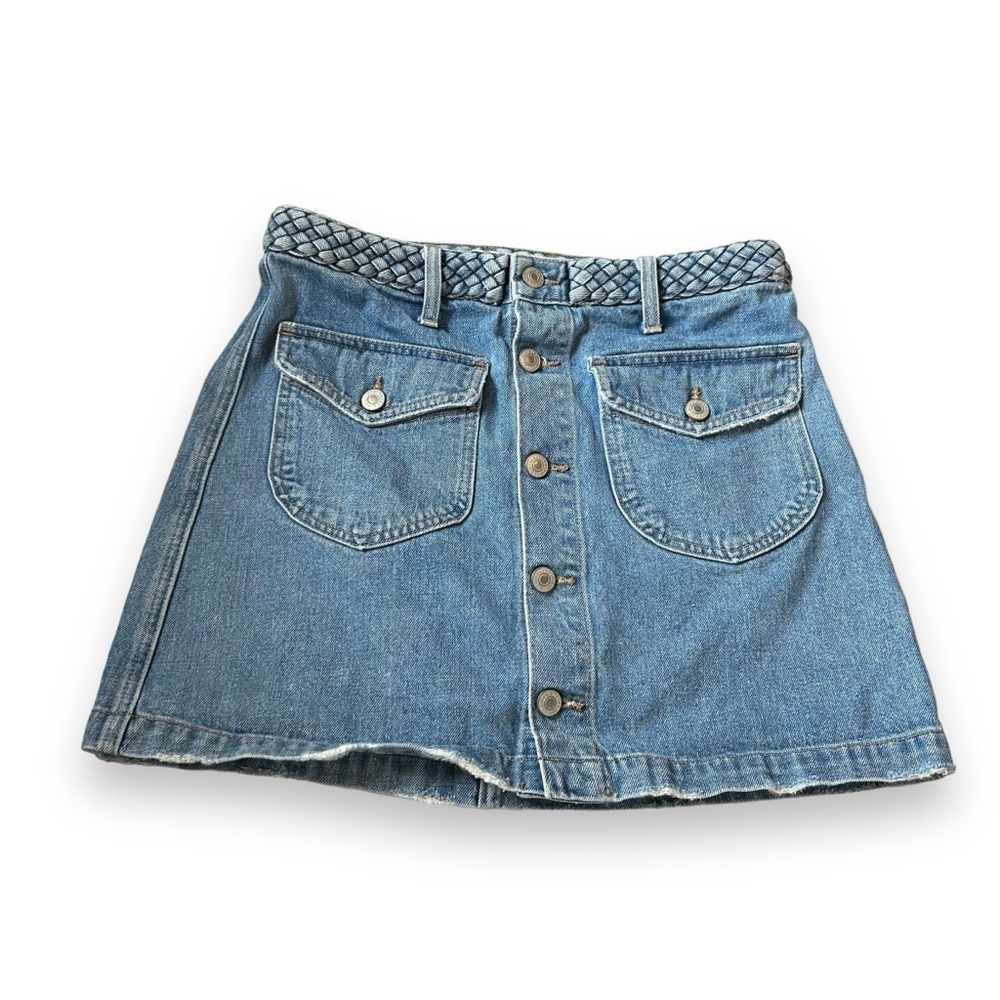 tularosa 27 button down mini jeans skirt‎ denim braided waist boho USA Made - Picture 11 of 12